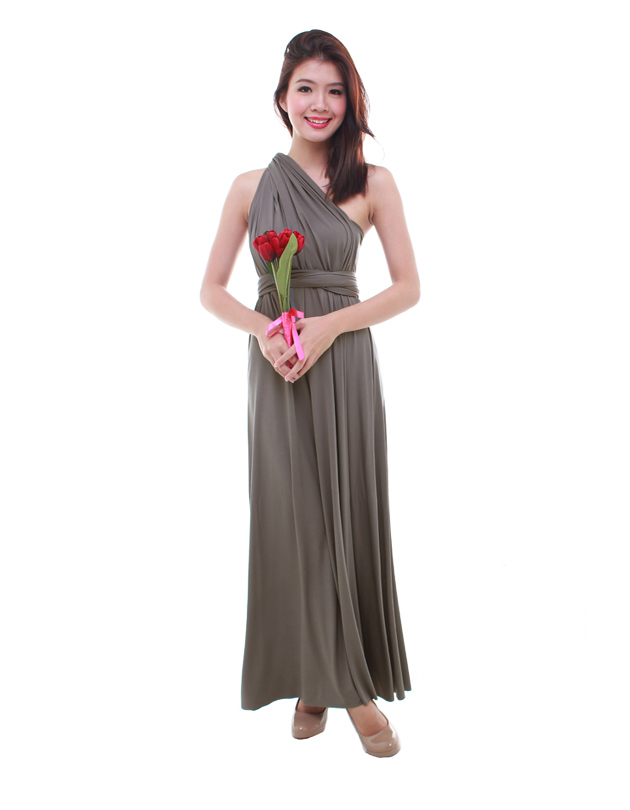 Cherie Convertible Maxi Dress in Dark Grey